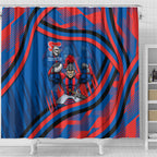 Newcastle Knights Rugby Mascot Shower Curtain Fierce Athlete Graphic in Sports Style