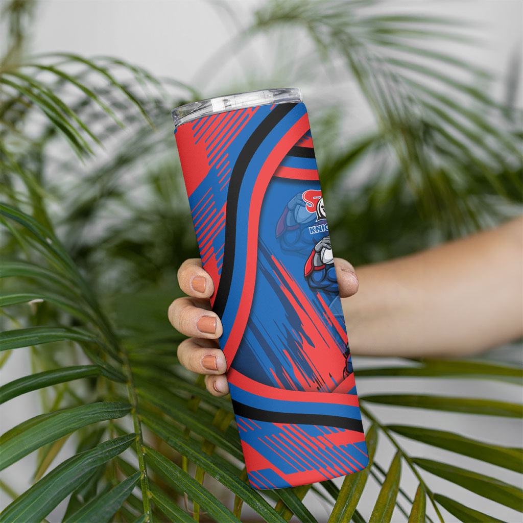 Newcastle Knights Rugby Mascot Skinny Tumbler Fierce Athlete Graphic in Sports Style