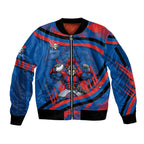 Newcastle Knights Rugby Mascot Sleeve Zip Bomber Jacket Fierce Athlete Graphic in Sports Style