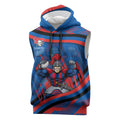 Newcastle Knights Rugby Mascot Sleeveless Hoodie Fierce Athlete Graphic in Sports Style