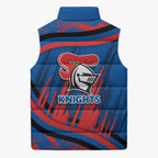 Newcastle Knights Rugby Mascot Sleeveless Puffer Jacket Fierce Athlete Graphic in Sports Style