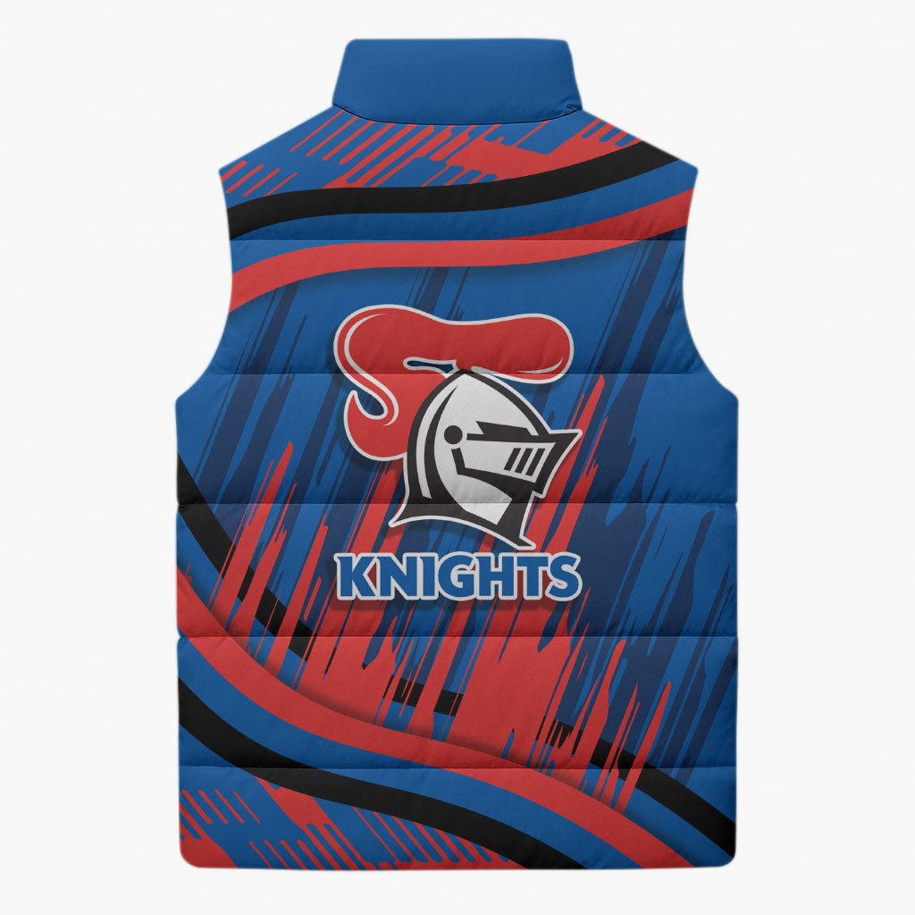 Newcastle Knights Rugby Mascot Sleeveless Puffer Jacket Fierce Athlete Graphic in Sports Style