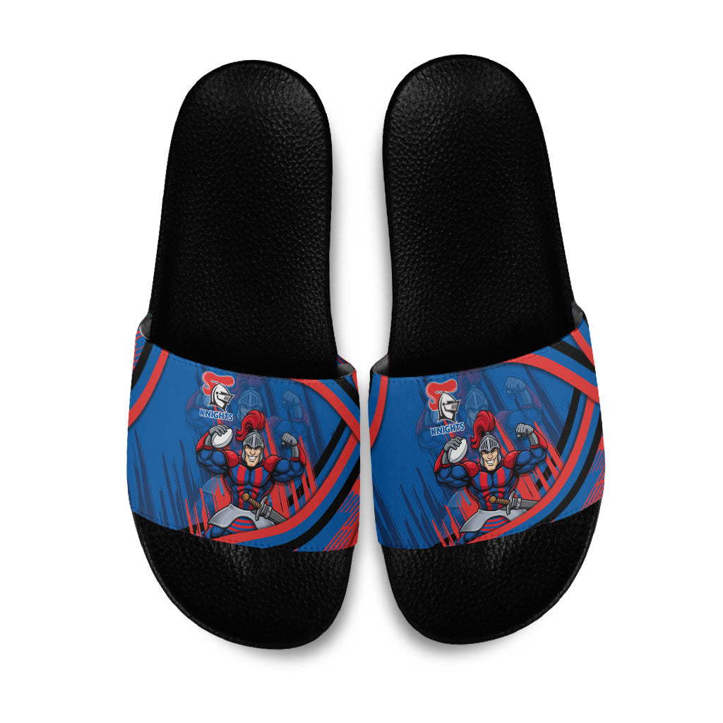 Newcastle Knights Rugby Mascot Slide Sandals Fierce Athlete Graphic in Sports Style