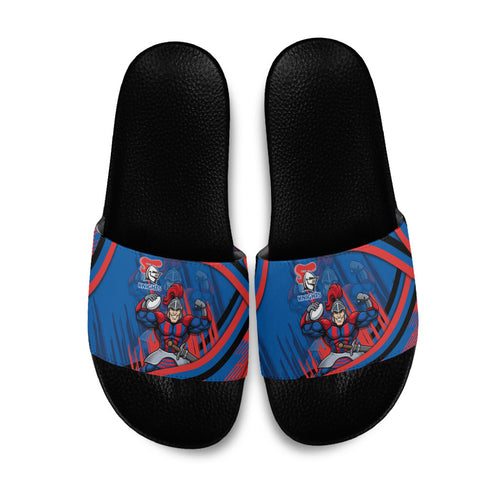 Newcastle Knights Rugby Mascot Slide Sandals Fierce Athlete Graphic in Sports Style