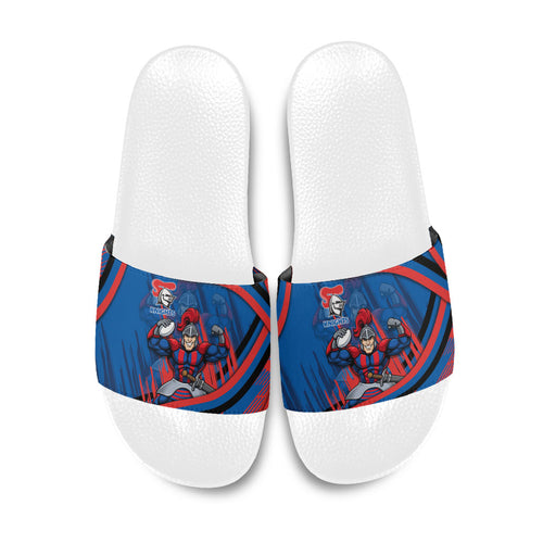 Newcastle Knights Rugby Mascot Slide Sandals Fierce Athlete Graphic in Sports Style