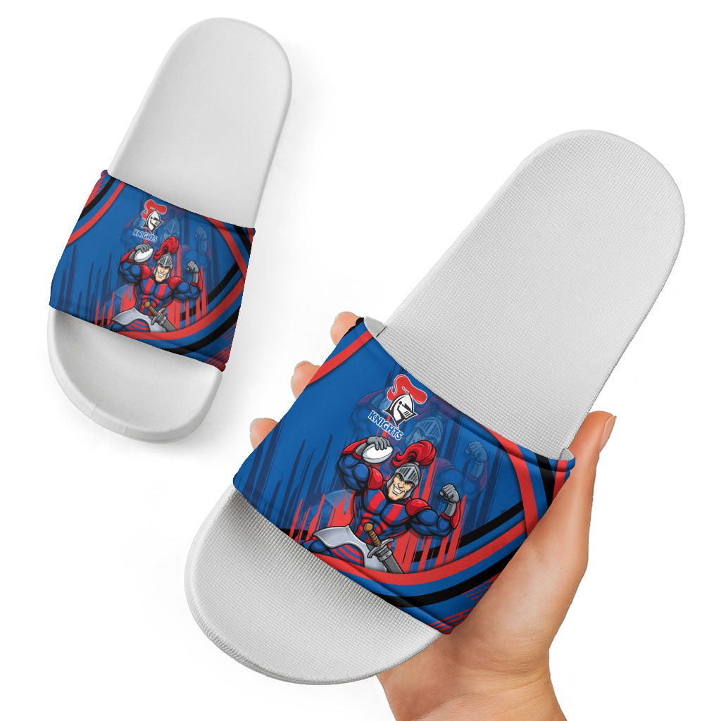 Newcastle Knights Rugby Mascot Slide Sandals Fierce Athlete Graphic in Sports Style