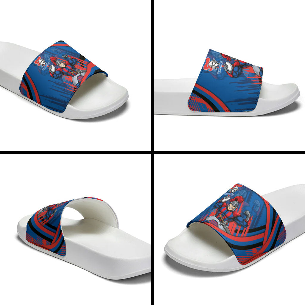 Newcastle Knights Rugby Mascot Slide Sandals Fierce Athlete Graphic in Sports Style