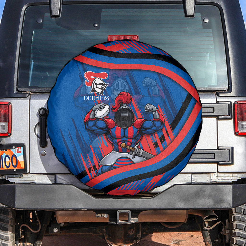 Newcastle Knights Rugby Mascot Spare Tire Cover Fierce Athlete Graphic in Sports Style