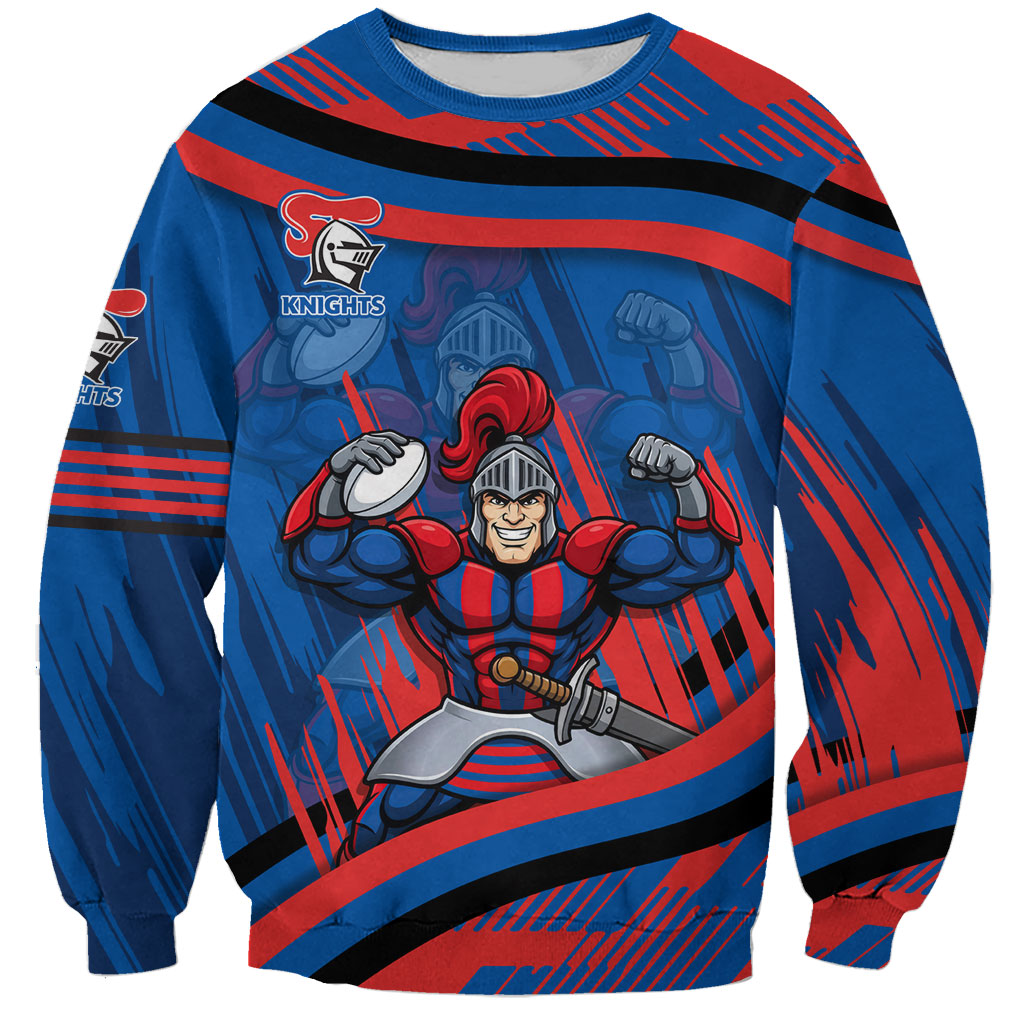 Newcastle Knights Rugby Mascot Sweatshirt Fierce Athlete Graphic in Sports Style