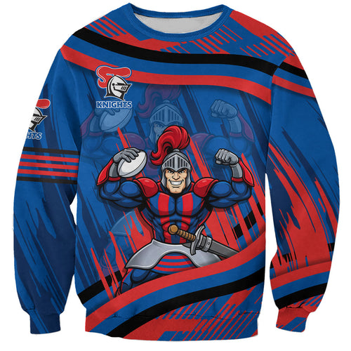 Newcastle Knights Rugby Mascot Sweatshirt Fierce Athlete Graphic in Sports Style
