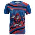 Newcastle Knights Rugby Mascot T Shirt Fierce Athlete Graphic in Sports Style