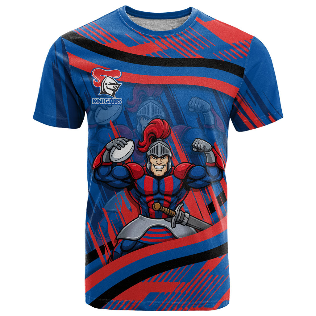 Newcastle Knights Rugby Mascot T Shirt Fierce Athlete Graphic in Sports Style