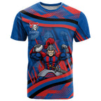 Newcastle Knights Rugby Mascot T Shirt Fierce Athlete Graphic in Sports Style