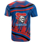 Newcastle Knights Rugby Mascot T Shirt Fierce Athlete Graphic in Sports Style