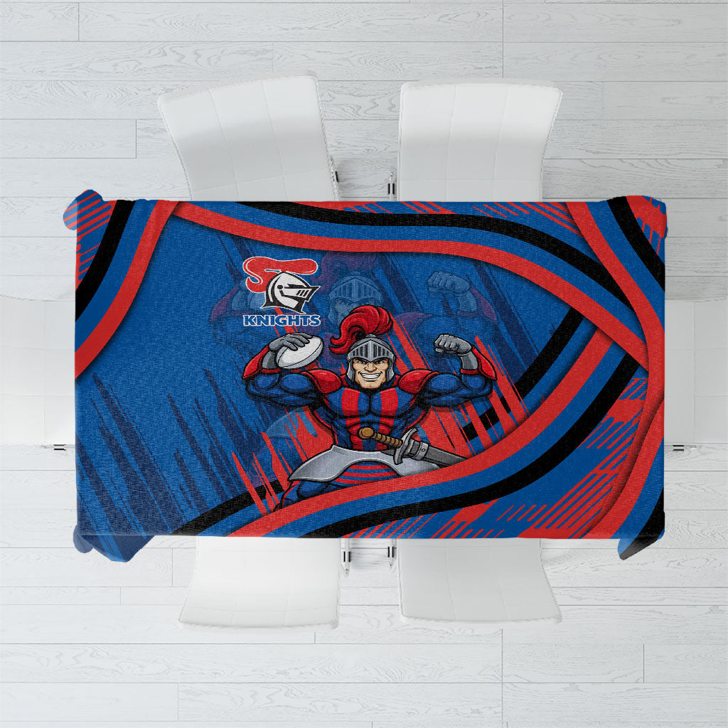 Newcastle Knights Rugby Mascot Tablecloth Fierce Athlete Graphic in Sports Style