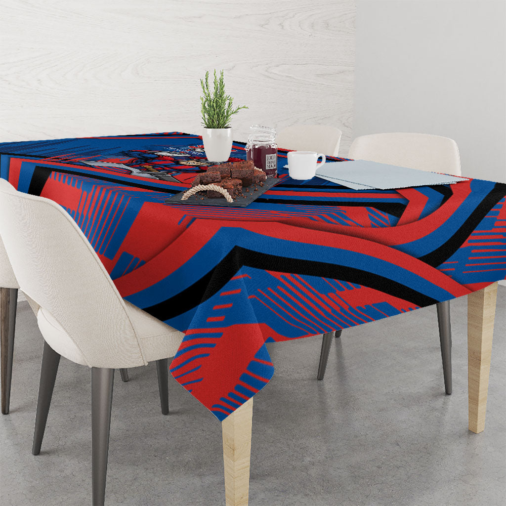 Newcastle Knights Rugby Mascot Tablecloth Fierce Athlete Graphic in Sports Style