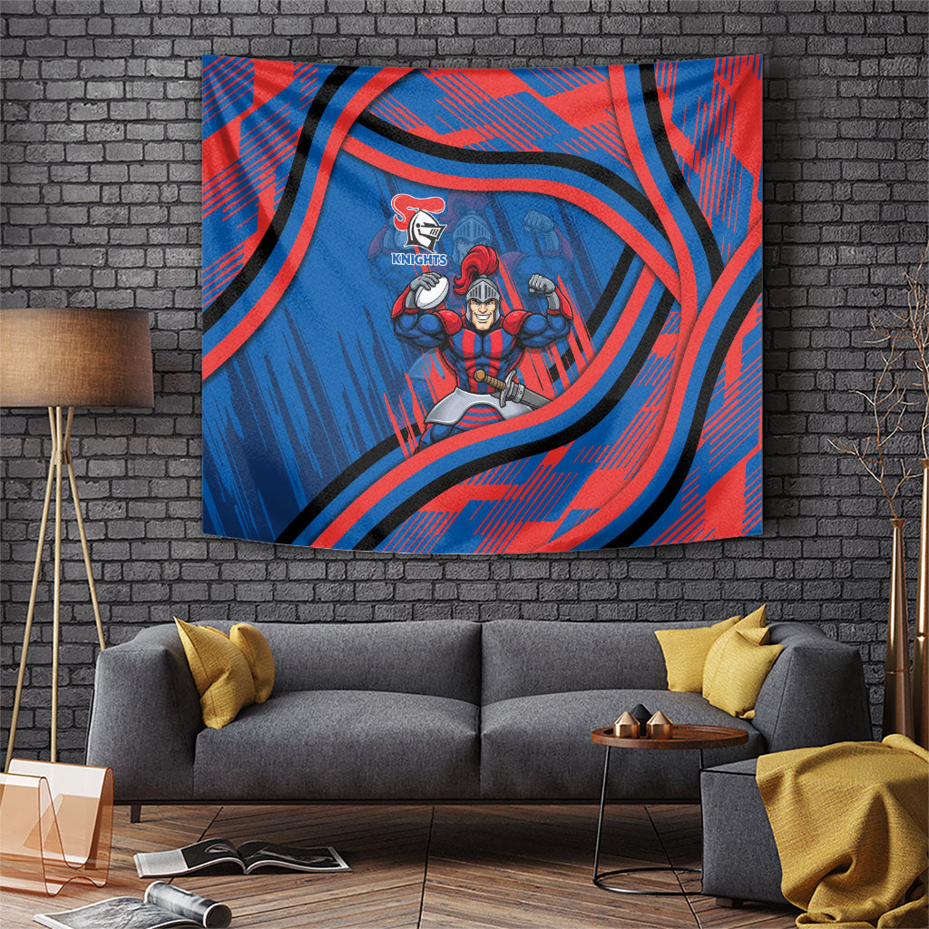 Newcastle Knights Rugby Mascot Tapestry Fierce Athlete Graphic in Sports Style