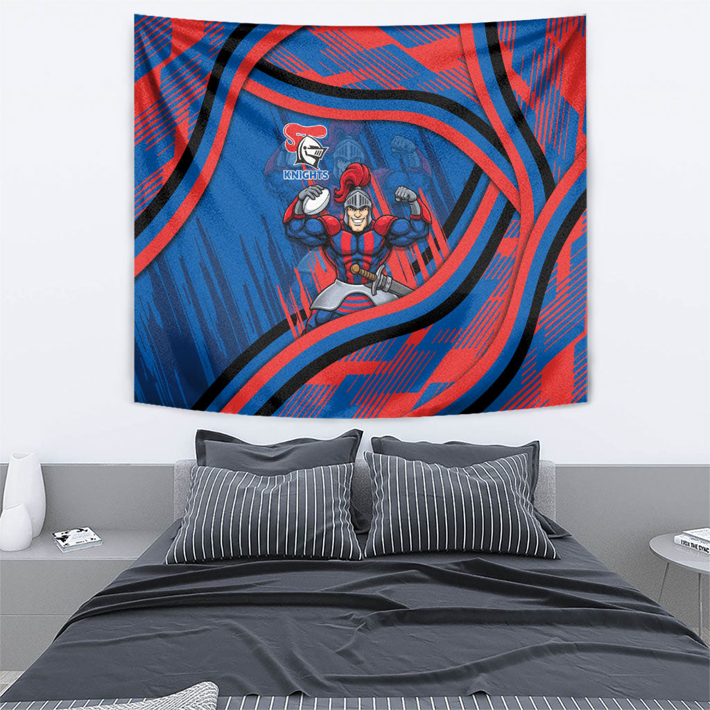 Newcastle Knights Rugby Mascot Tapestry Fierce Athlete Graphic in Sports Style