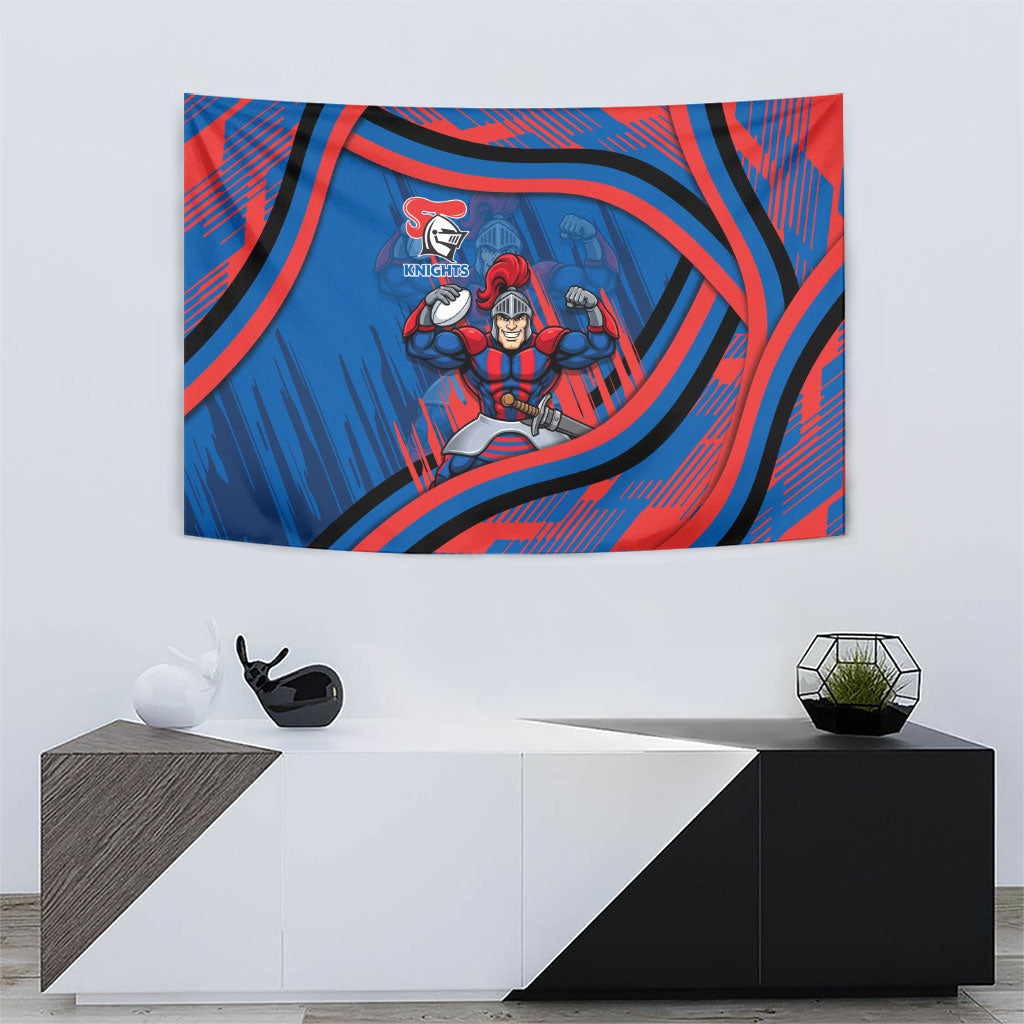Newcastle Knights Rugby Mascot Tapestry Fierce Athlete Graphic in Sports Style