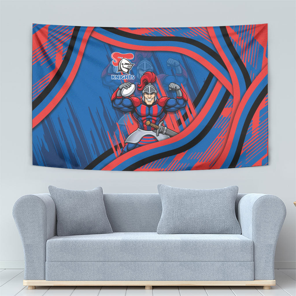 Newcastle Knights Rugby Mascot Tapestry Fierce Athlete Graphic in Sports Style