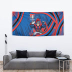 Newcastle Knights Rugby Mascot Tapestry Fierce Athlete Graphic in Sports Style
