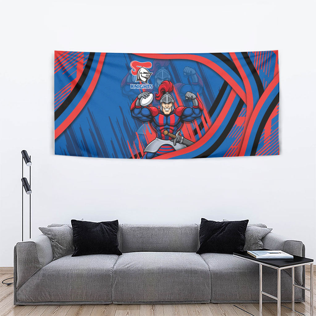 Newcastle Knights Rugby Mascot Tapestry Fierce Athlete Graphic in Sports Style
