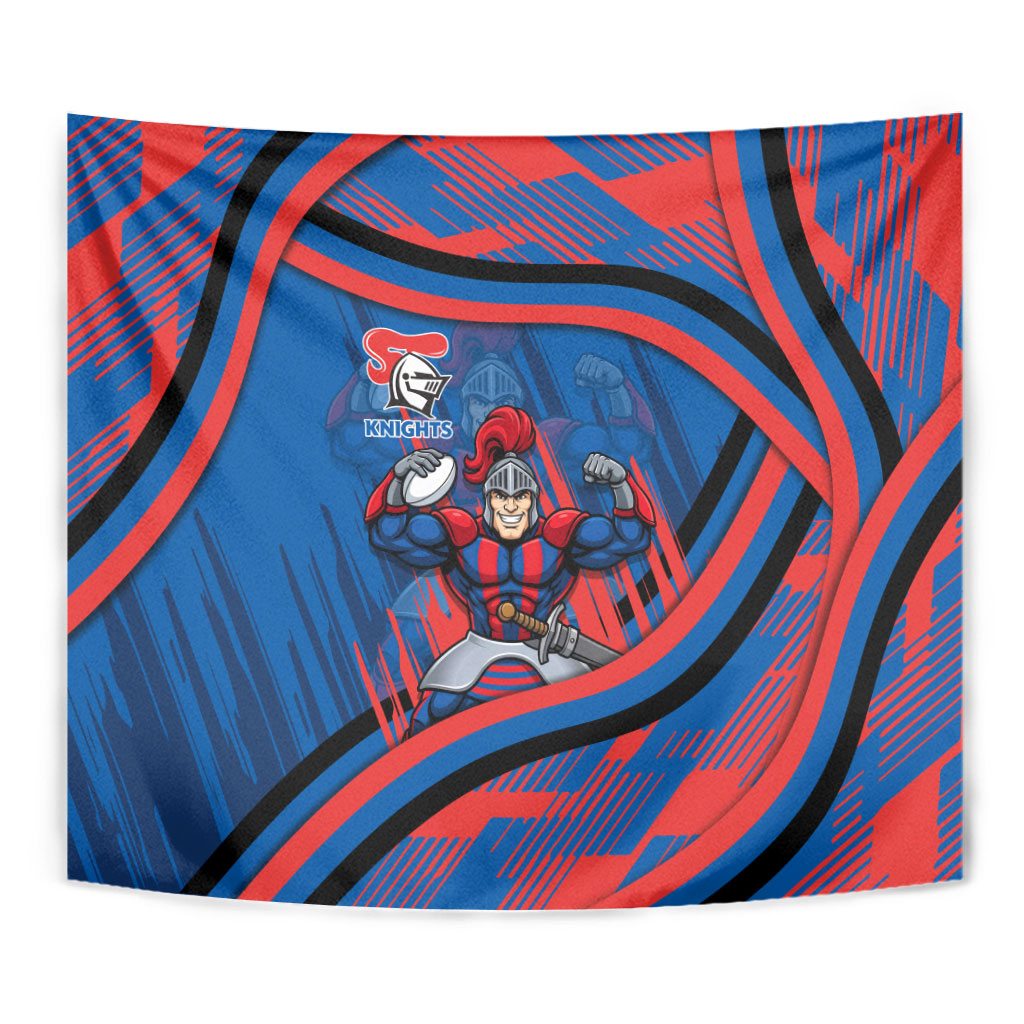 Newcastle Knights Rugby Mascot Tapestry Fierce Athlete Graphic in Sports Style