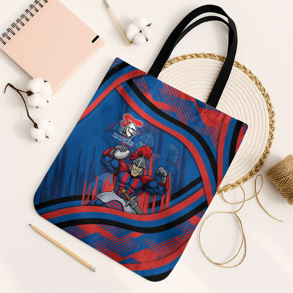 Newcastle Knights Rugby Mascot Tote Bag Fierce Athlete Graphic in Sports Style