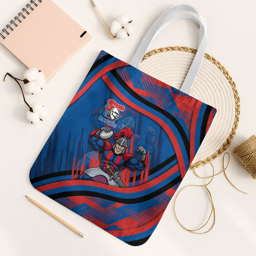 Newcastle Knights Rugby Mascot Tote Bag Fierce Athlete Graphic in Sports Style