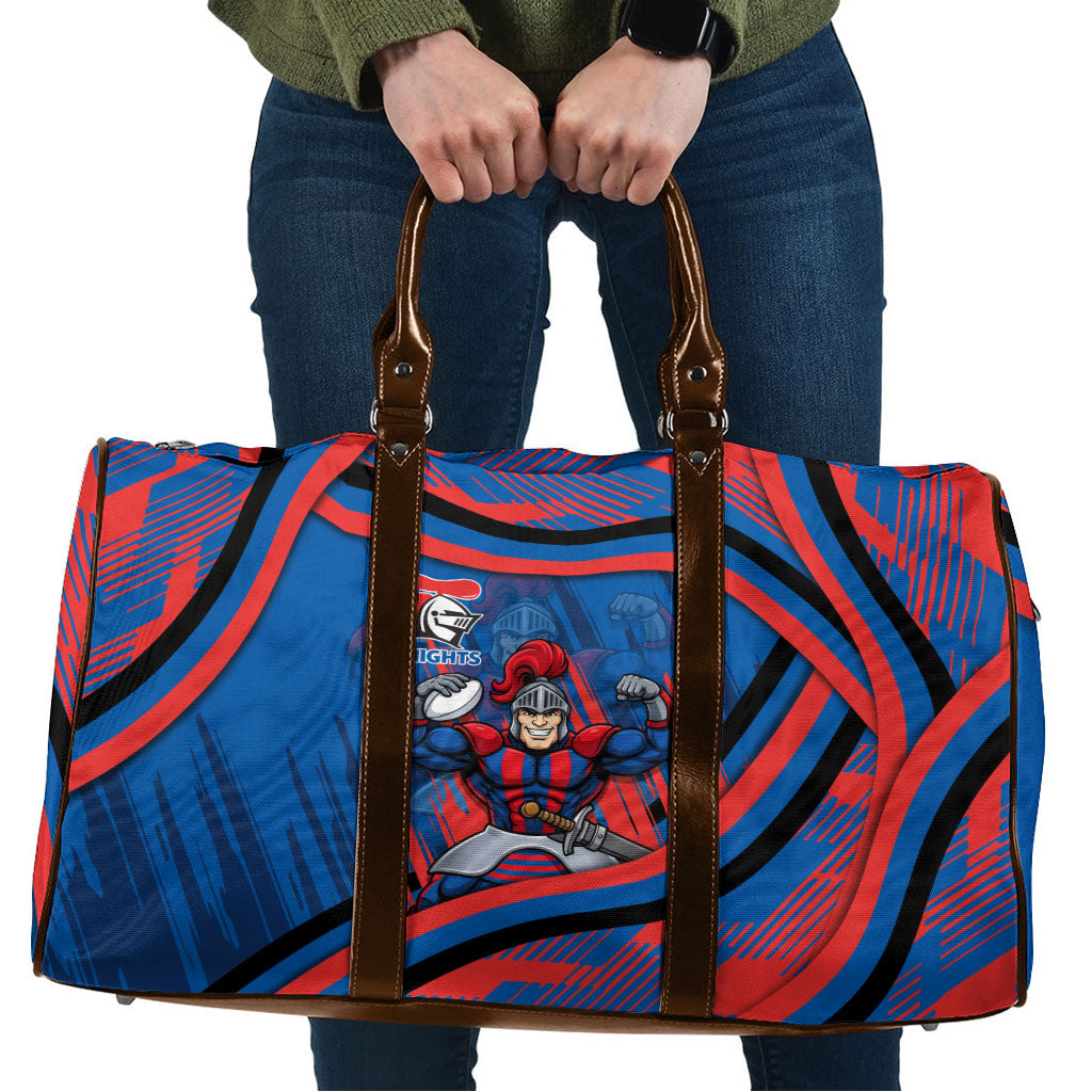 Newcastle Knights Rugby Mascot Travel Bag Fierce Athlete Graphic in Sports Style