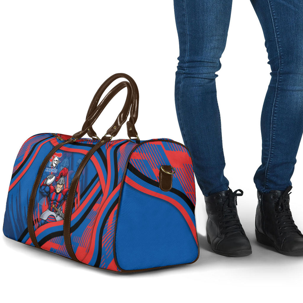 Newcastle Knights Rugby Mascot Travel Bag Fierce Athlete Graphic in Sports Style