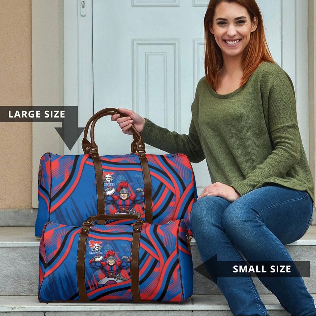 Newcastle Knights Rugby Mascot Travel Bag Fierce Athlete Graphic in Sports Style