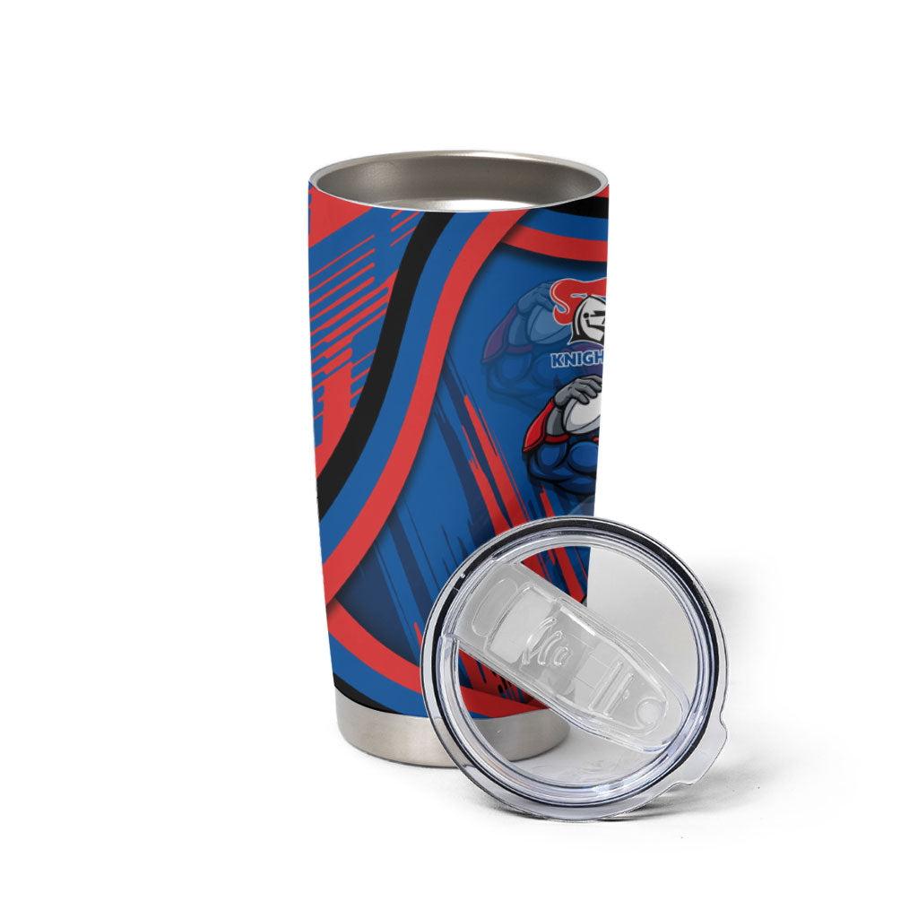 Newcastle Knights Rugby Mascot Tumbler Cup Fierce Athlete Graphic in Sports Style