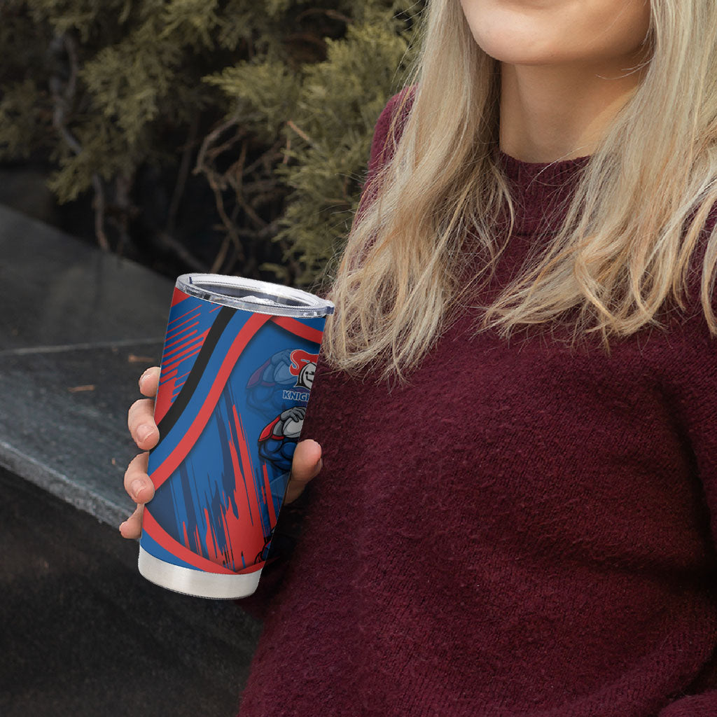 Newcastle Knights Rugby Mascot Tumbler Cup Fierce Athlete Graphic in Sports Style