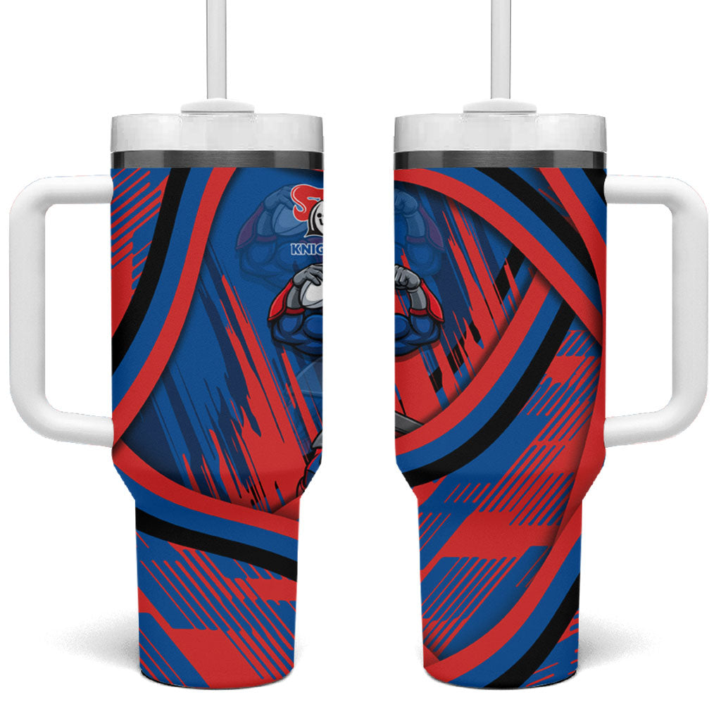 Newcastle Knights Rugby Mascot Tumbler With Handle Fierce Athlete Graphic in Sports Style