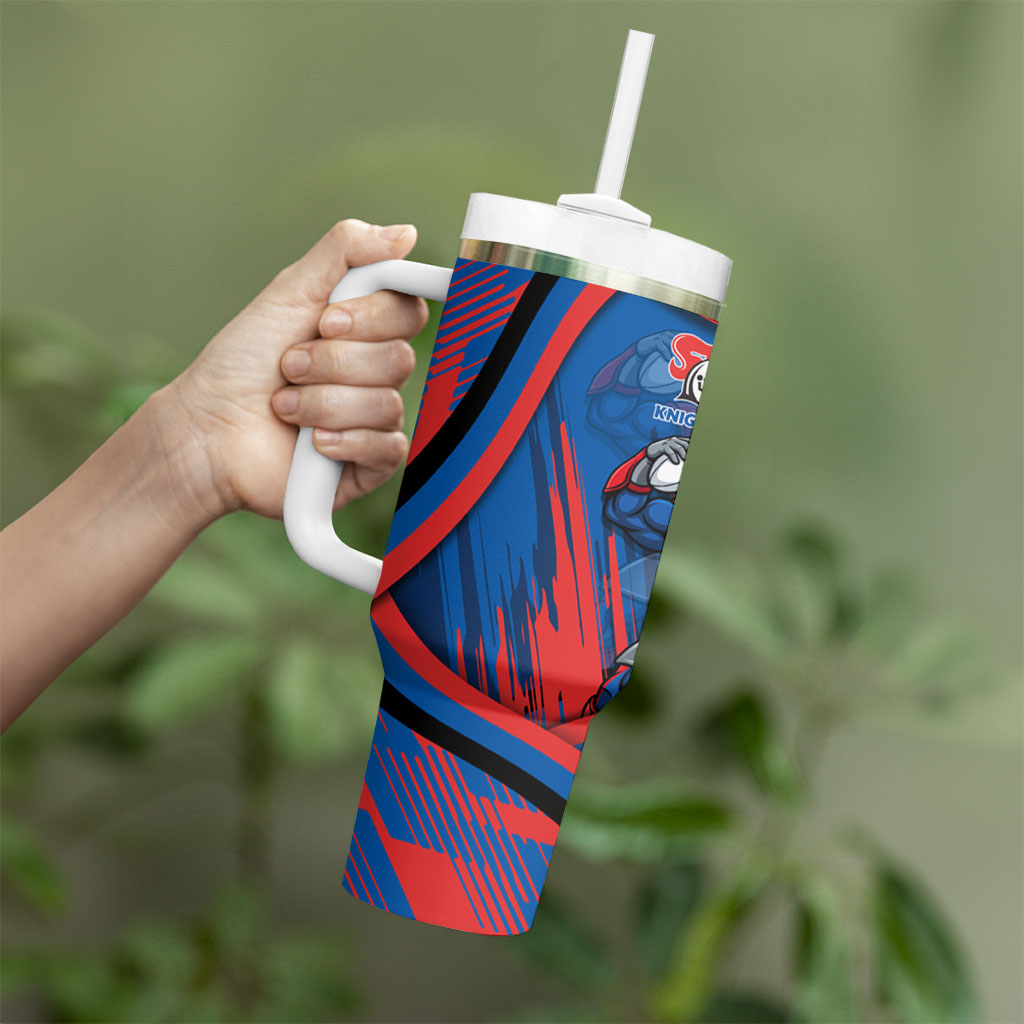 Newcastle Knights Rugby Mascot Tumbler With Handle Fierce Athlete Graphic in Sports Style