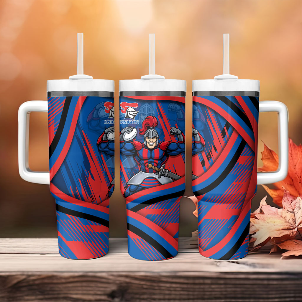 Newcastle Knights Rugby Mascot Tumbler With Handle Fierce Athlete Graphic in Sports Style