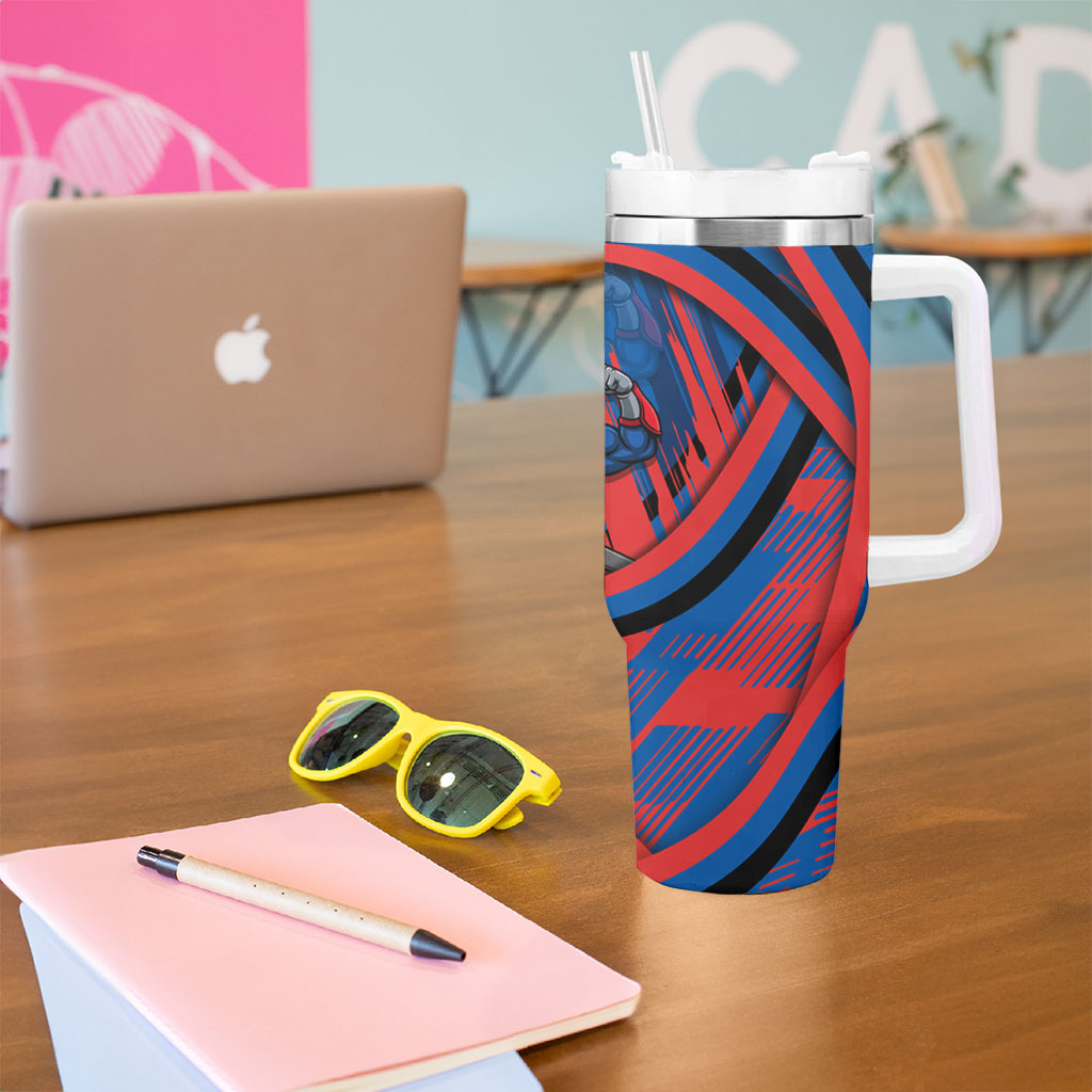 Newcastle Knights Rugby Mascot Tumbler With Handle Fierce Athlete Graphic in Sports Style