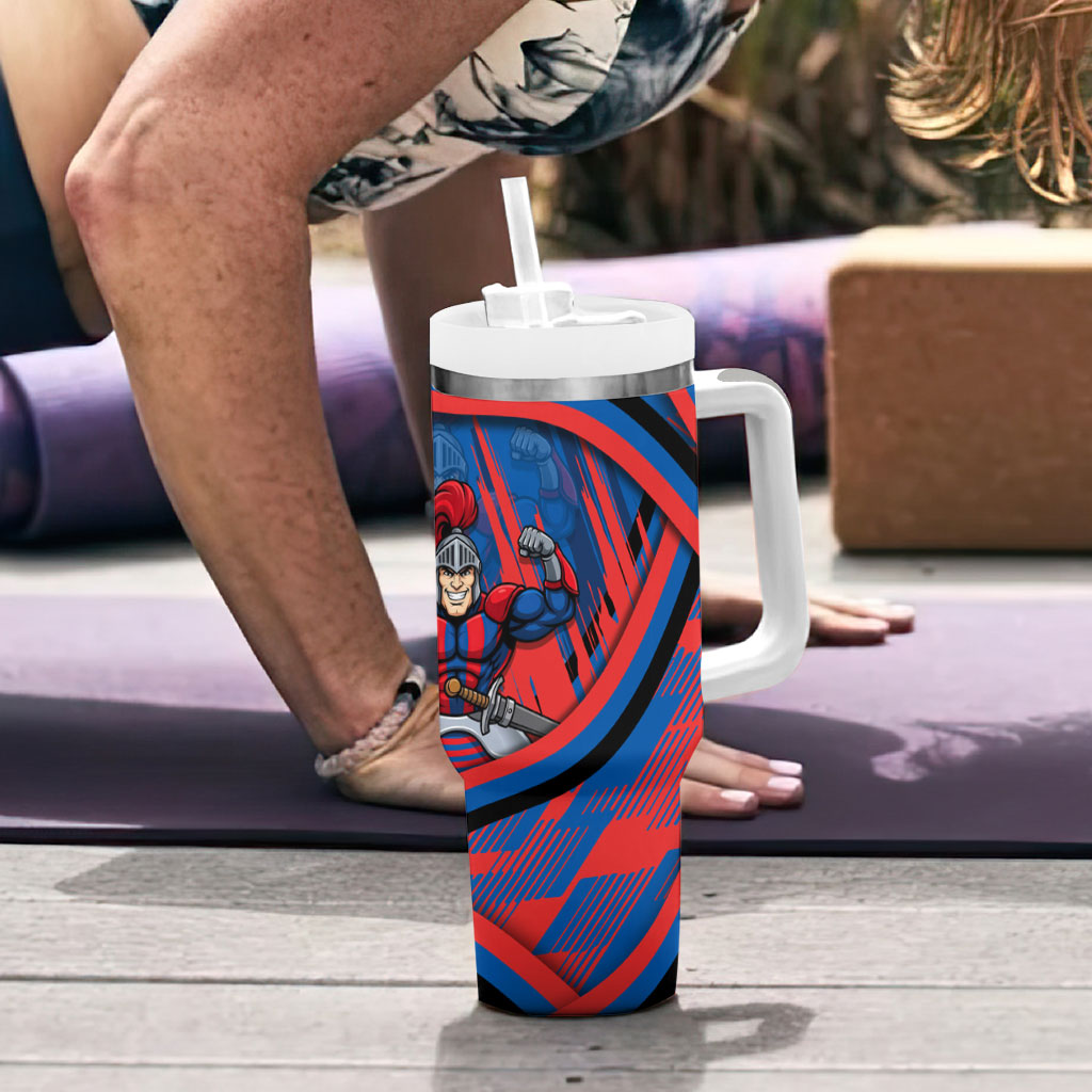 Newcastle Knights Rugby Mascot Tumbler With Handle Fierce Athlete Graphic in Sports Style