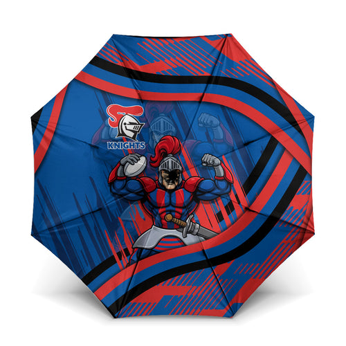 Newcastle Knights Rugby Mascot Umbrella Fierce Athlete Graphic in Sports Style
