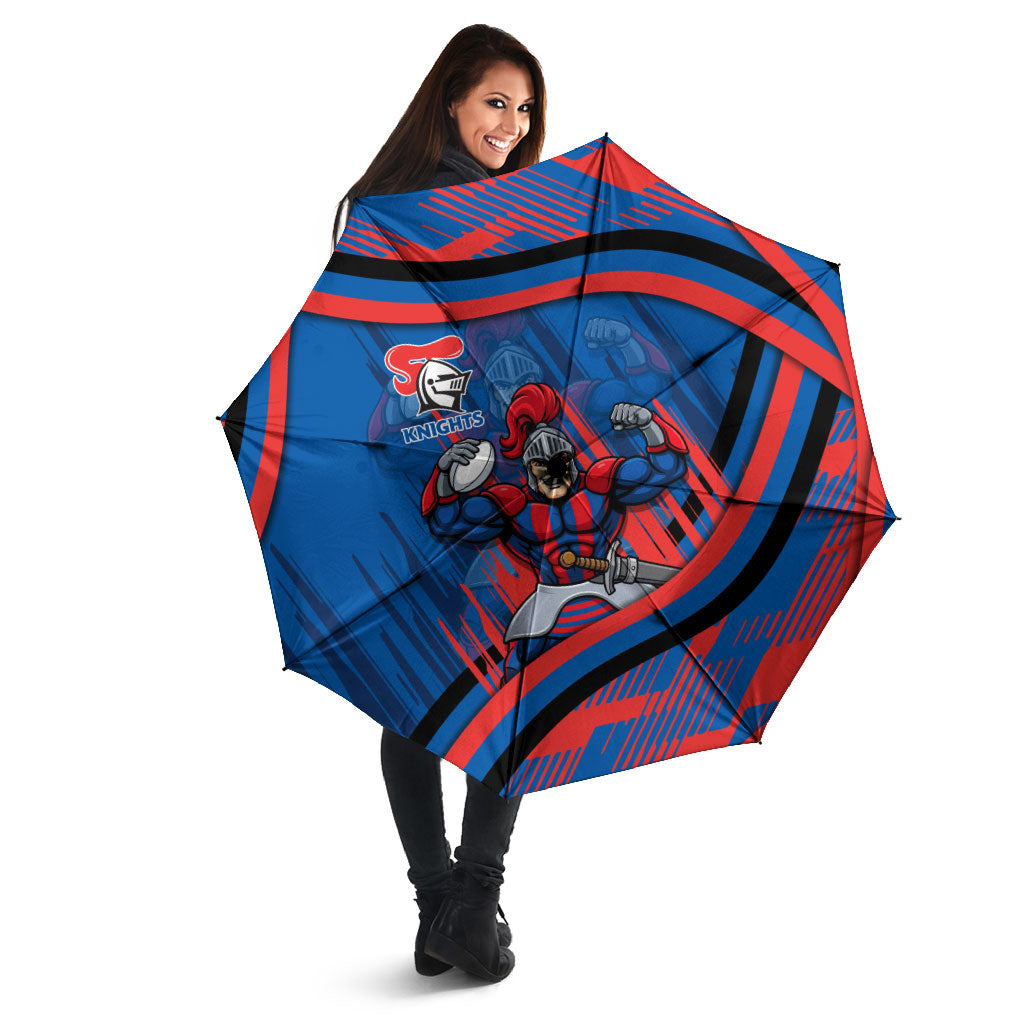 Newcastle Knights Rugby Mascot Umbrella Fierce Athlete Graphic in Sports Style