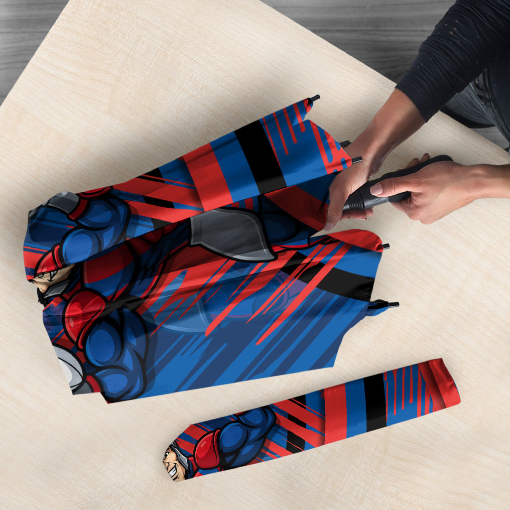 Newcastle Knights Rugby Mascot Umbrella Fierce Athlete Graphic in Sports Style
