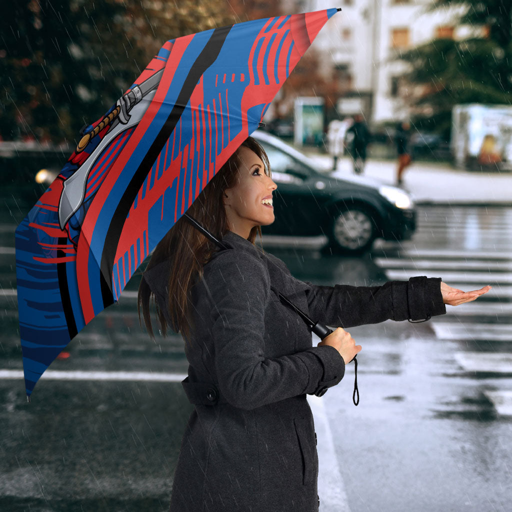 Newcastle Knights Rugby Mascot Umbrella Fierce Athlete Graphic in Sports Style