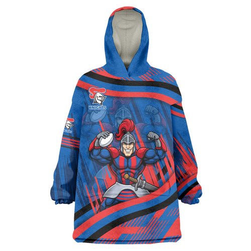 Newcastle Knights Rugby Mascot Wearable Blanket Hoodie Fierce Athlete Graphic in Sports Style