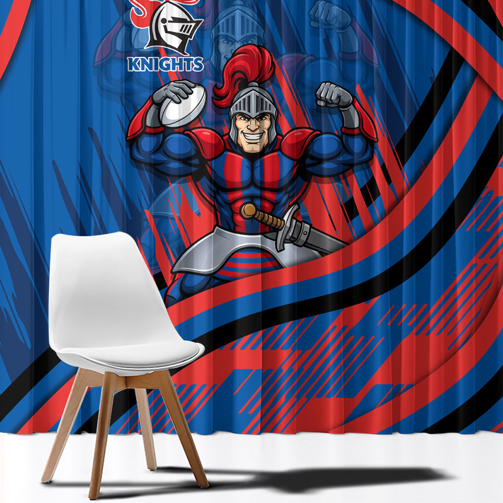 Newcastle Knights Rugby Mascot Window Curtain Fierce Athlete Graphic in Sports Style