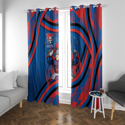 Newcastle Knights Rugby Mascot Window Curtain Fierce Athlete Graphic in Sports Style