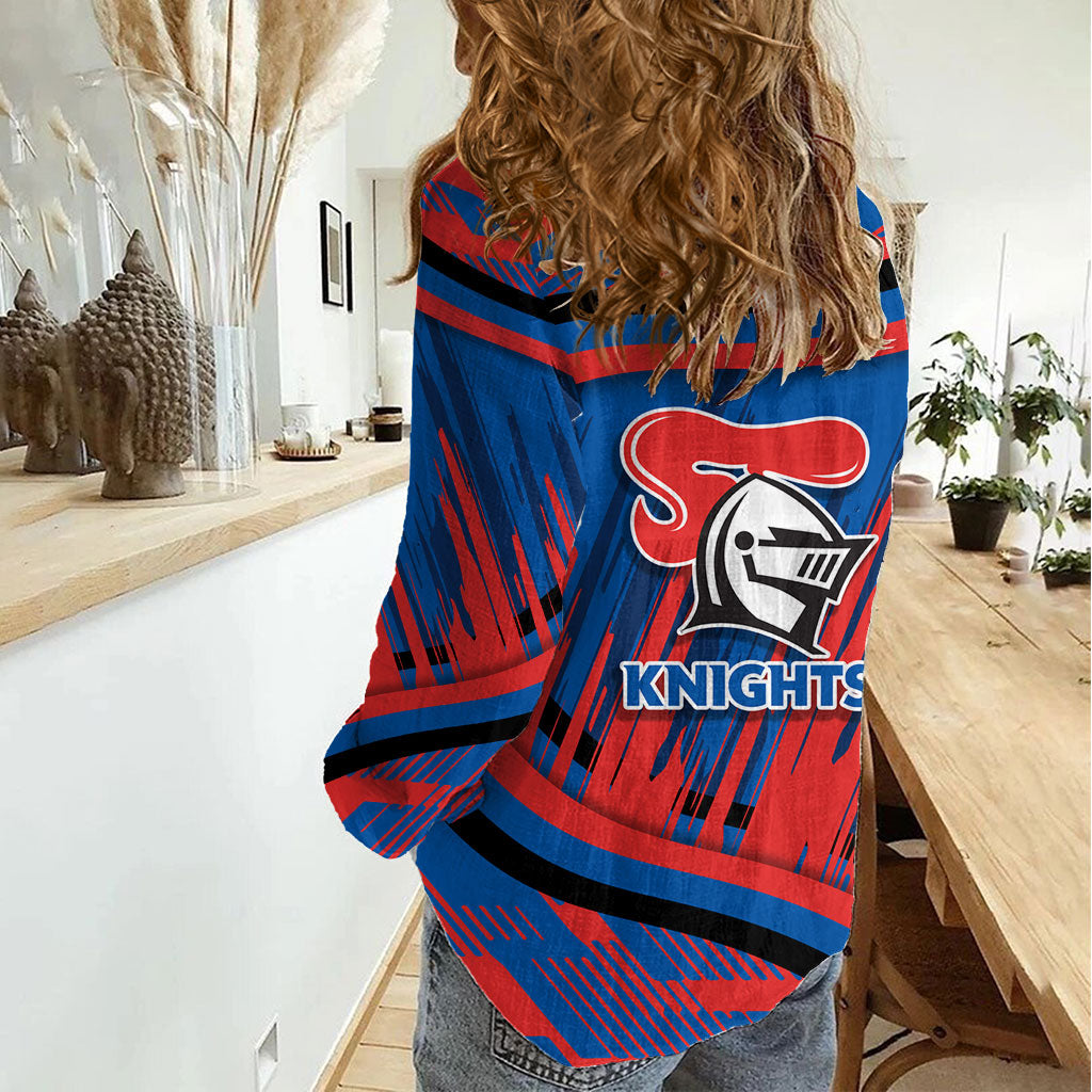 Newcastle Knights Rugby Mascot Women Casual Shirt Fierce Athlete Graphic in Sports Style