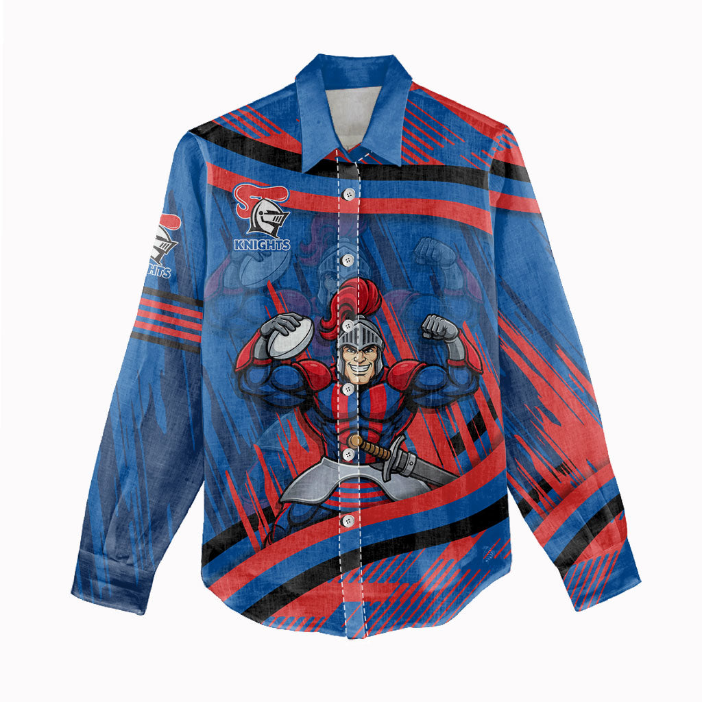 Newcastle Knights Rugby Mascot Women Casual Shirt Fierce Athlete Graphic in Sports Style
