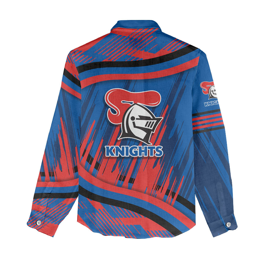 Newcastle Knights Rugby Mascot Women Casual Shirt Fierce Athlete Graphic in Sports Style