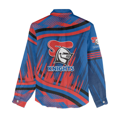 Newcastle Knights Rugby Mascot Women Casual Shirt Fierce Athlete Graphic in Sports Style